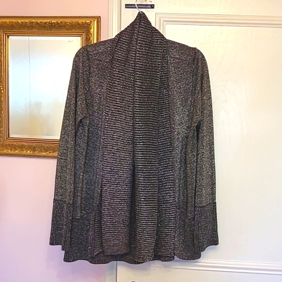 Premise Sweaters - PREMISE metallic black sweater open cardigan